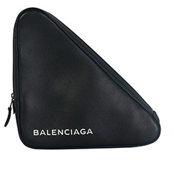 Triangle Clutch Bag,Leather,Black,476976.1000,DB,3hb